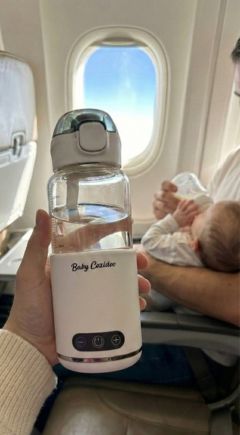 Babycozidoo bottle warmer used on a long-haul flight to Bali